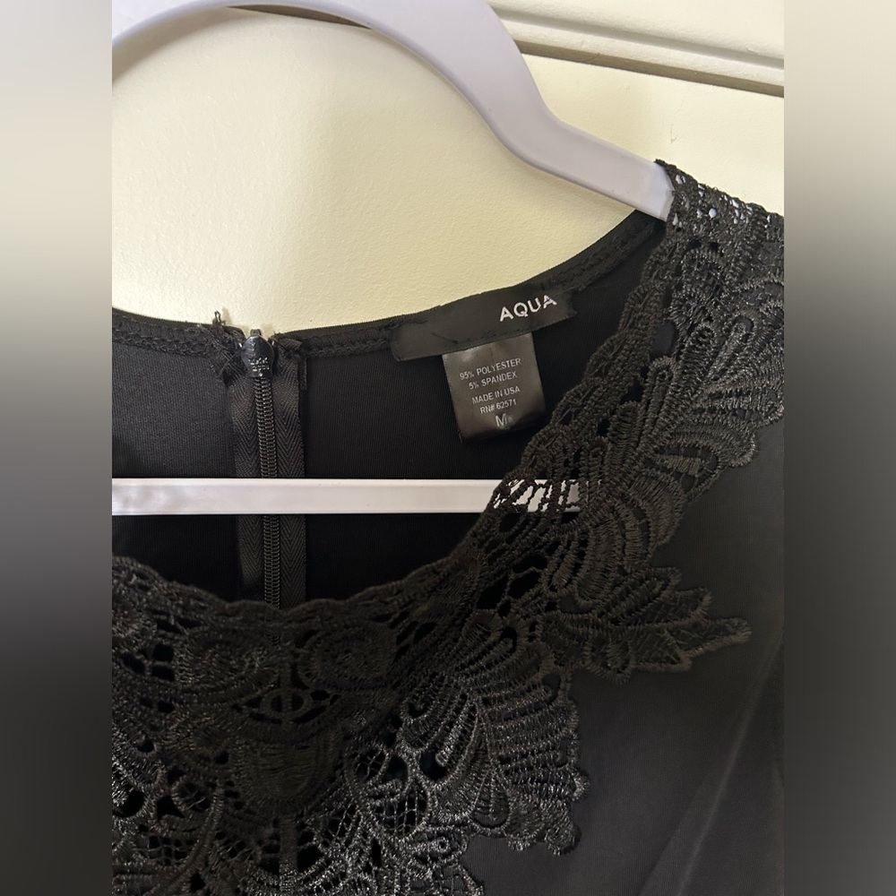 Aqua Black Lace Detail Dress Size M - Picture 3 of 10
